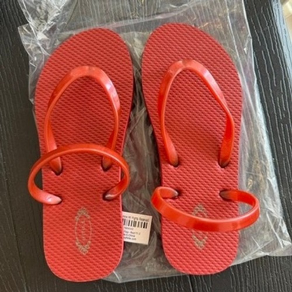 Joyfolie Lell Red Flip Flops Kids Sandals with Back Strap New Size Y1-2